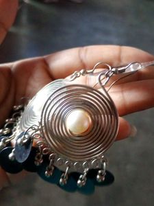 Stylish Spiral Earrings with Pearls &amp; Sequins