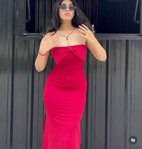 Diamond Lady Stunning Red Strapless Bow Dress