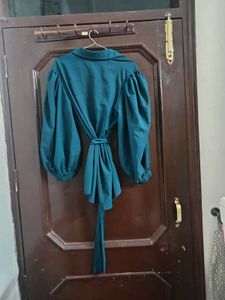 Elegant Teal Kurti with Puff Sleeves
