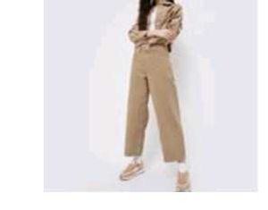 Beige Wide Leg Casual Pants