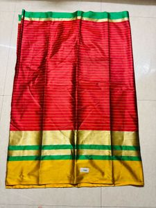 Vibrant Red and Yellow Saree
