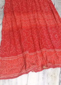 Vibrant Red Bandhani Print Skirt