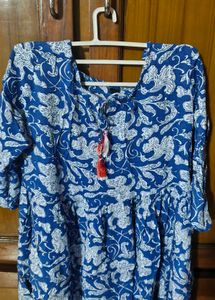 Floral Cotton A-Line Kurti Dress 💙
