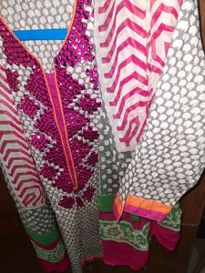 cotton  kurta with chiffon  dupatta