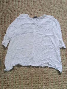 White Textured Top with Lace Detail