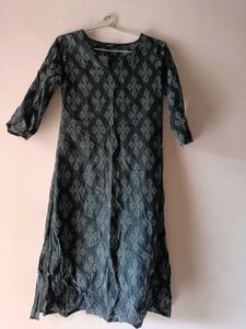 Elegant Black &amp; Grey Printed Kurta