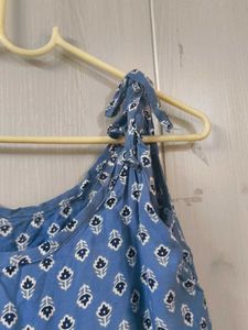 Blue Printed Spaghetti Strap kurta