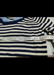 Chic Striped Sweater with Layered Hem