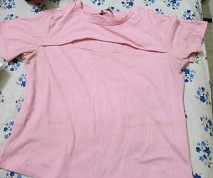 Trendy Pink Cutout T-Shirt