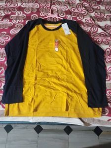 Yellow & Navy Raglan Long Sleeve Top