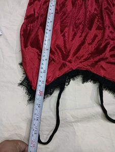 Silky Red32,34🆕🎁 Camisole with Black Lace