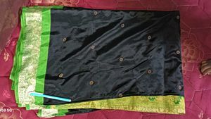 Black Saree with Green Border