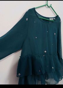Peacock Blue Semi Transparent Top