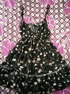 Black Floral Print Mini Dress