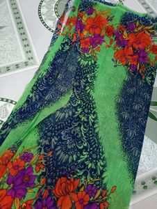 "Green 💚" Printed Saree With Unstitched Blouse