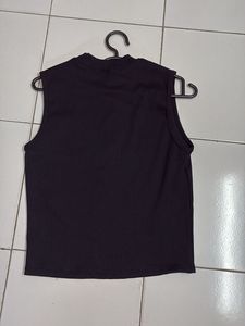 Sleeveless Mock Neck Ribbed Top