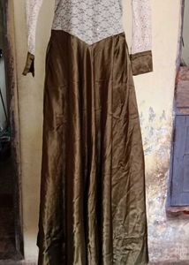 Elegant Brown &amp; Lace Party Dress
