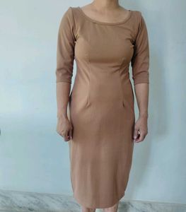Classic Brown 3/4 Sleeve Dress