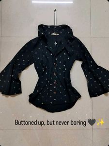 Y2K Stylish Black Bell Sleeve Top