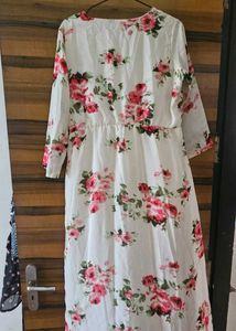 White Floral Print Gown