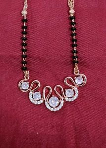 MElegant Gold Plated Black Beads Mangalsutra Neckl
