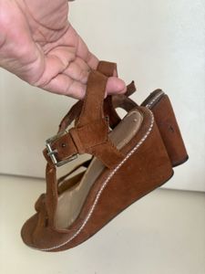 Brown Suede Wedge Sandals
