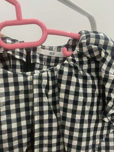 Checked Collared Babydoll Top