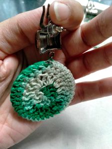 Handmade Crochet Earrings with Trishul Charm