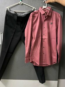 Men's Premium Rose Shirt &amp; Black Trouser Set