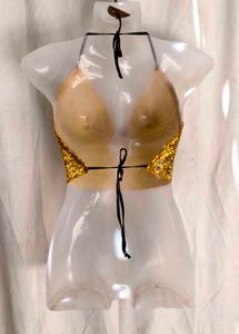 94. Sparkly Gold Sequin Halter Top