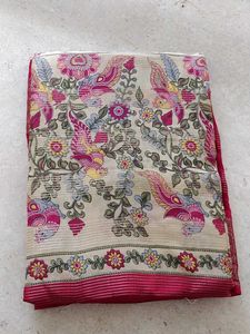 Elegant Pink Striped Silk Saree