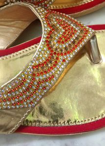 Red &amp; Gold Ethnic Flats