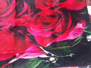 Vibrant Rose Print velvet bedsheet with pillows