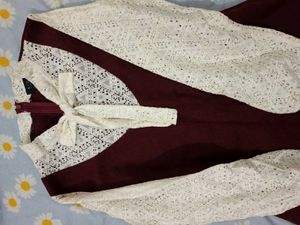 Maroon Lace Detail Dress