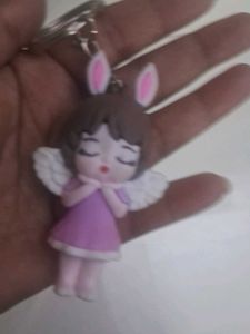 Cute Angel Bunny Keychain