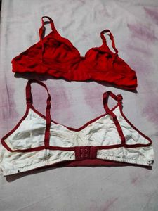 Comfortable Red &amp; Printed Bras (Set of 2)