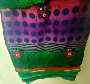 Green Embroidered Saree
