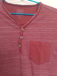 Men's Maroon Henley T-Shirt