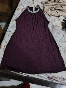 Burgundy Halter Neck party Dress