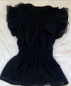 Y2k Vintage Gothic Black Ruffled Sleeve Top
