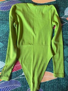 Lime Green Plunging Neckline Bodysuit