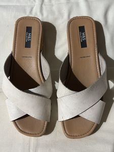 M&S Collection White Leather Sandals