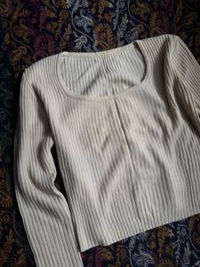 Cream Ribbed Knit pullover