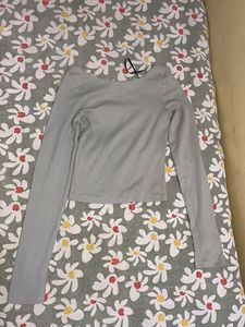 Light Blue Long Sleeve Cropped Top