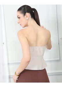 Stylish Beige Strapless Top
