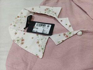 Pink Floral Collar Top