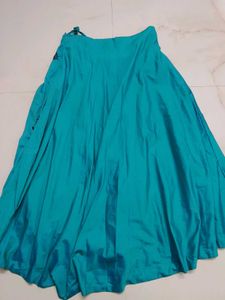 Stunning Teal Ethnic Skirt with Black Print