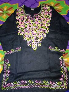 Black Embroidered Kurti Top