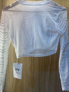 Sparkling White Long Sleeve Crop Top