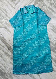 Turquoise Printed Kurta